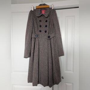 Lux Women's Double-Breasted Coat - Black and Gray